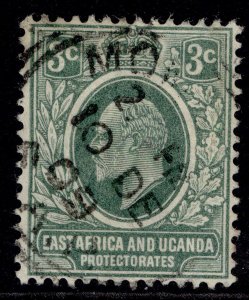 EAST AFRICA and UGANDA EDVII SG35, 3c grey-green, FINE USED. CDS