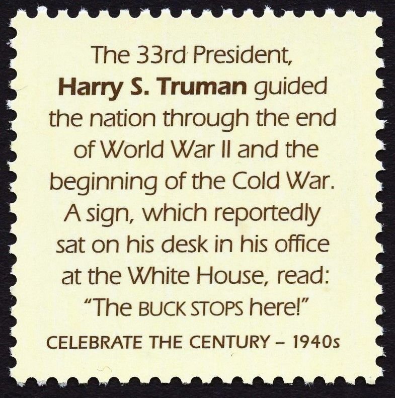 US 3186d MNH VF 33 Cent  Harry S. Truman Celebrate the Century 1940s