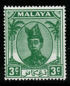 MALAYA TRENGGANU SG69 1949 3c GREEN MNH