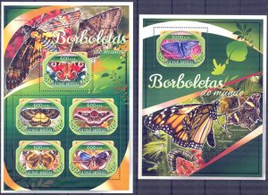 Guinea Bissau 2016 Butterflies sheet + S/S MNH