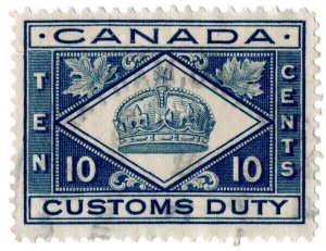 (I.B) Canada Revenue : Customs 10c (1912)