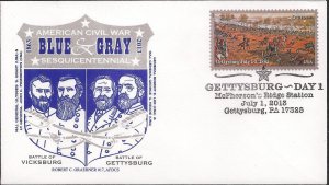 Two Graebner Chapter Thermographed Covers for 2013 Gettysburg Civil War Stamp