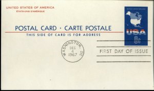 1967 UNITED STATES 8c FDC POSTCARD SC#UY20 USA WORLD VACATIONLAND