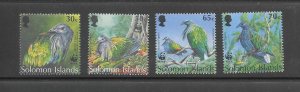 BIRDS - SOLOMON ISLANDS #761-4 NICOBAR PIGEON WWF MNH