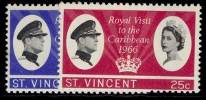 ST. VINCENT QEII SG250-251, 1966 royal visit set, M MINT.