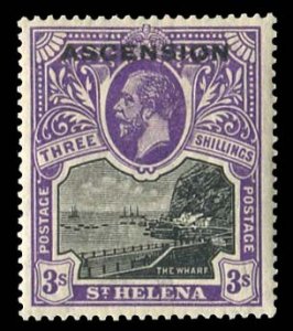 Ascension #8 (SG 8) CatÂ£140+ (for hinged), 1922 3sh violet and black, neve...