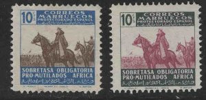 Spanish Morocco Scott RA14-15 MH* Postal Tax Franco on horse 1946 set