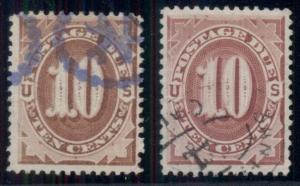 US #J19, J26 10¢ Postage Dues, used, VF & XF, Scott $65.00