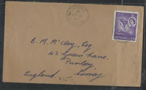 SEYCHELLES  COVER (P1002B) 1960 QEII  2C FISH  VICTORIA TO ENGLAND 