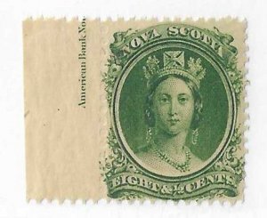 Nova Scotia Sc #11a  8 1/2c green with left side imprint  NH VF