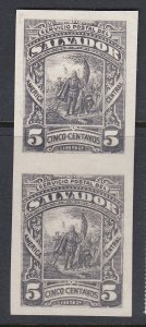 El Salvador 1892 5c Grey Vertical Plate Proof Pair. Scott 63 var