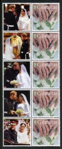 Gibraltar 2018 MNH Prince Harry & Meghan Royal Wedding 5v Strip Royalty Stamps