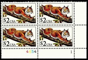 SCOTT  2482  BOBCAT  $2.00  PLATE BLOCK  MNH  SHERWOOD STAMP