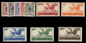 Lebanon #197-202, C107-110 Cat$121.25, 1946-47 complete set with airpost, 12....