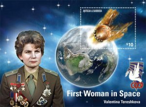 Antigua - 2015 Space Anniversary, First Woman in Space Souvenir Sheet - MNH