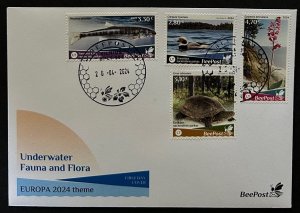 Lithuania 2024 Water flora and fauna bird turtle fish orchid Europa BeePost FDC