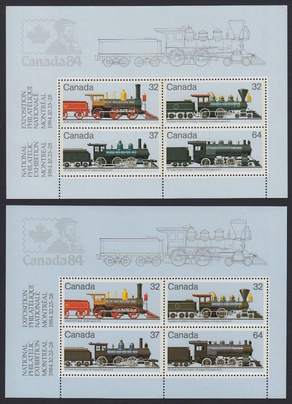 COLOUR VARIETY = LOCOMOTIVES = Pair  of S/Ss Canada 1984 #1039a ec442