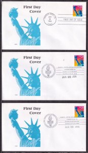 1994 Statue of Liberty 29c Sc 2599 FDCs set with 39th AFDCS cachets