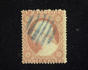 HS&C: Scott #26 Blue Grid Cancel. VF Used US Stamp