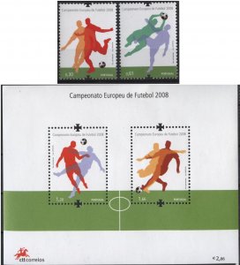 Portugal 3003-05 (mnh, 2 stamps & s/s) Euro soccer / football (2008)