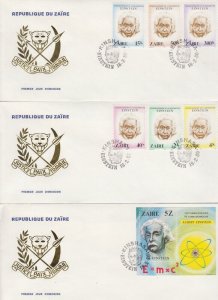 ZAIRE Sc # 953-9 CPL SET of 3 FDC 100th ANN of the BIRTH of EINSTEIN