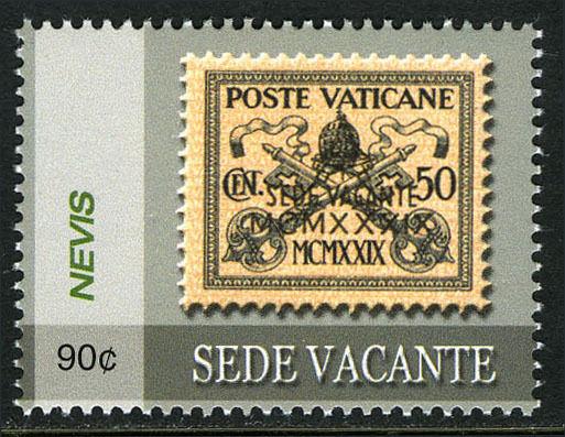 Nevis 1456, MNH. Stamp on Stamp. Vatican City No.66, 2005