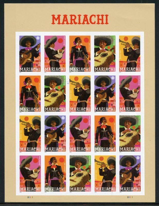 UNITED STATES 2022 MARIACHI SHEET OF 20 FOREVER STAMPS MINT NH