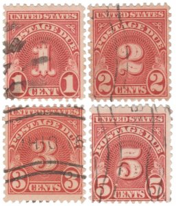 UNITED STATES POSTAGE DUE STAMP. 1931. SCOTT # J80 - J81 - J82 - J83. USED.  # 1