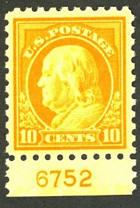 U.S. #433 MINT PL# SINGLE WITH PF CERT OG NH