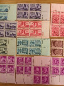 US,1940'S,18 PLATE BLOCKS COLLECTION, MINT NH,OG