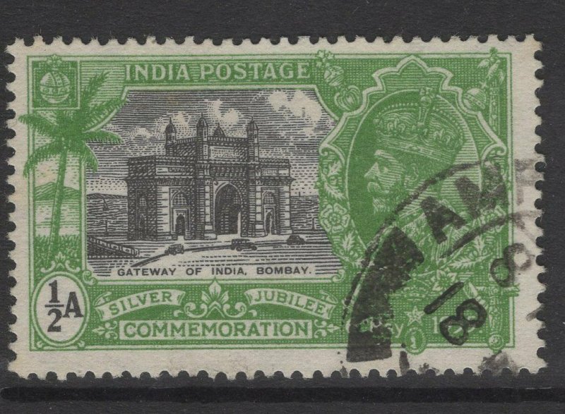 INDIA SG240w 1935 ½a SILVER JUBILEE WMK STARS POINTING LEFT USED