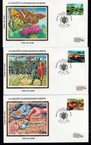 Guernsey 1982 Set of 6 Colorano Silk FDC Europa!