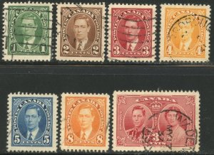 CANADA Sc#231-237 1937 KGVI Defins & Coronation Complete Sets Used (cd)