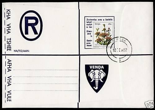 Venda Cat # 19 on Registered Venda Envelope, Flowers, Butterfly