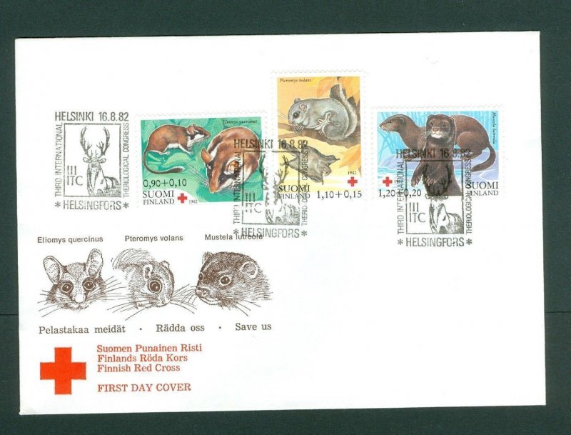 Finland FDC. 1982  Red Cross. Endangered Small Animals. Semi-Postal