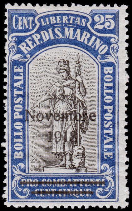 San Marino Scott B13 (1918) Mint VLH VF, CV $6.00