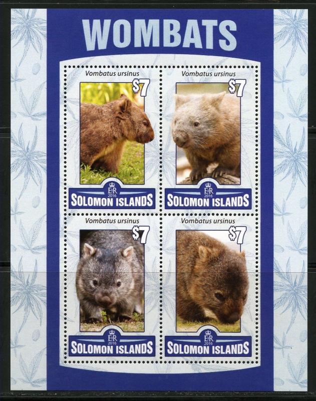 SOLOMON ISLANDS 2016 WOMBATS  SHEET  MINT NH