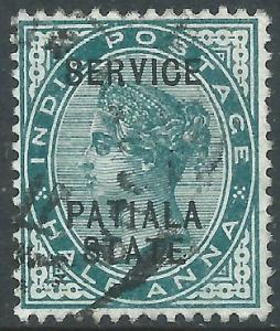 India-Patiala, Sc #O8, 1/2a Used