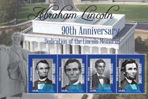 Sierra Leone - Lincoln Memorial - 4 Stamp  Sheet SIE1217H