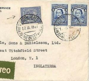 COLOMBIA AVIATION *SCADTA* Cover 1937 USA CONSULATE Medellin AirMail London HH65