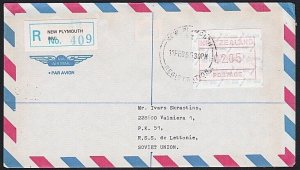 NEW ZEALAND 1986 $2.05 Map Frama on Reg FDC NEW PLYMOUTH to Latvia ........B2028