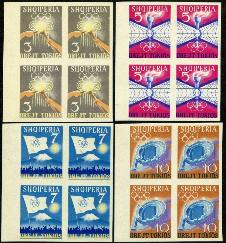 Albania 730-733 imperf blocks/4,MNH.Michel 828-831. Olympics Tokyo-1964.Stadium,