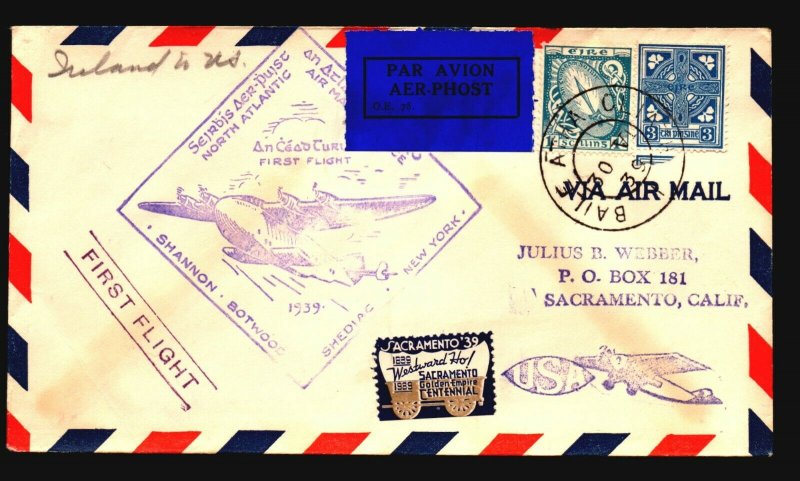 Ireland 1939 First Flight Cover to New York - Z17839