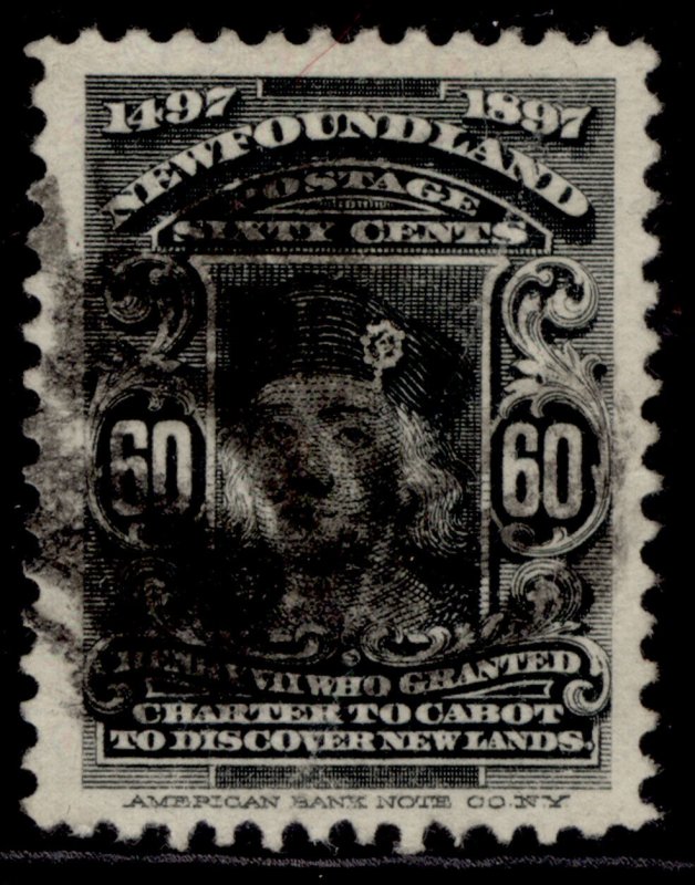 CANADA - Newfoundland QV SG79, 60c black, USED. Cat £22.