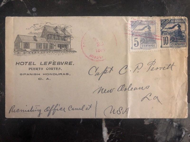 1899 Puerto Cortes Honduras Hotel Lefebvre Commercial Cover To New Orleans USA