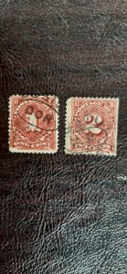 US Scott # J38-J39; 1 and 2c Postage Due from  1895. used; F centering