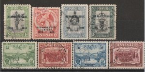 PAPUA 1934 Declaration set 1d-5d, plus 1935 KGV Jubilee set 1d-5d.