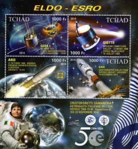 Chad 2014 Halley's Comet Giotto/Italian Astronaut/ESA/Sheetlet Perforated MNH