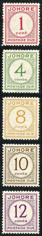 Johore SGD1/D5 1938 Post Due Set of 5 M/Mint (brown gum)