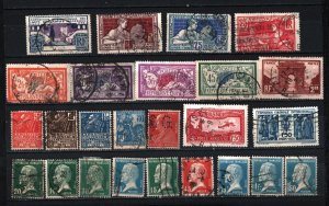FRANCE 1906-1931 SET OF 25 STAMPS USED/HINGED